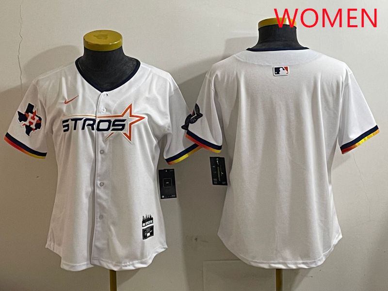 Women Houston Astros Blank White three generations Joint Name Nike 2025 MLB Jersey style 2